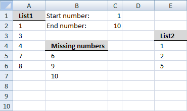 missing numbers excel columns formula identify range array values using numerical based b5 cell answer