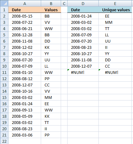 Sorting and filtering in excel