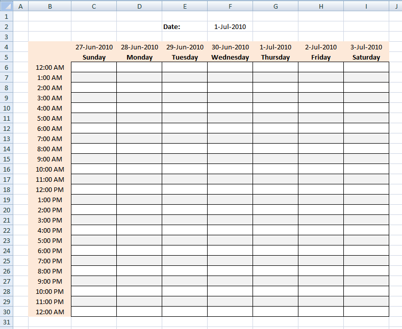 time schedule template. Download excel template