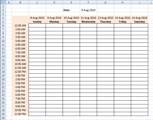 weekly schedule. Blank Weekly Schedule Sheet