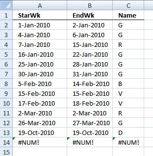 extract dates from cell block schedule2