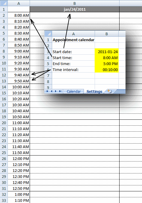 An excel calendar template may have one or more of these features: Booking Calendar Template Excel - Weekly appointment calendar