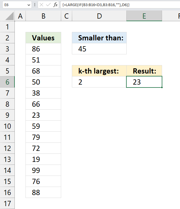 Find the k th largest number smaller than a given number