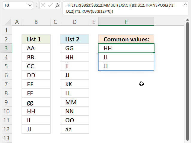 Shared values case sensitive excel 365