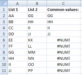 How to find common values from two lists