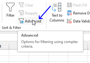 Filter rows based on a date range start Advanced filter