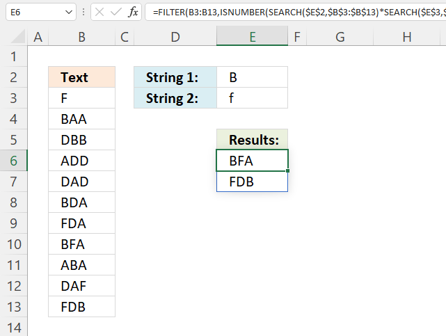 Partial match for multiple strings AND logic returns all matches Excel 365