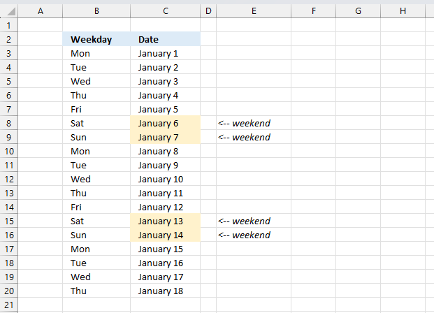 How to highlight weekends