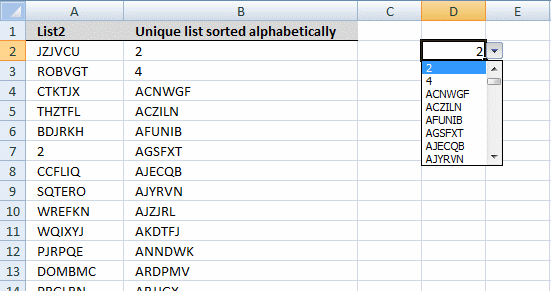 how to make a drop down list in excel 2007