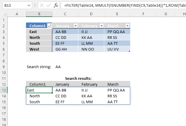 Search for a text string in a data set and return multiple records Excel 365