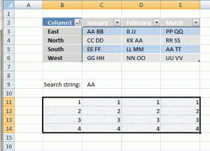 Search for a text string in a data set and return multiple records