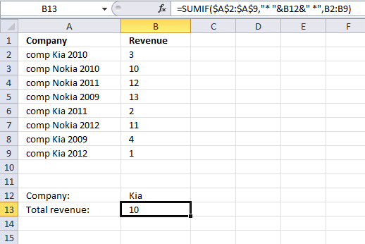 sumif wildcard search