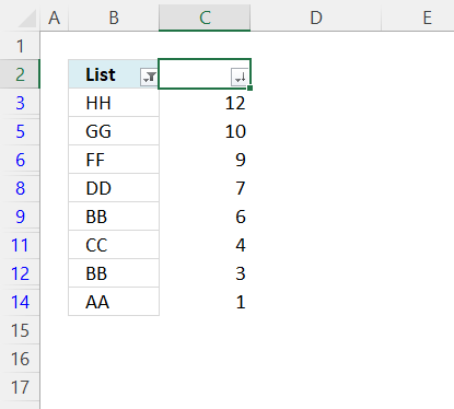 Invert a list ignoring blanks manual steps 4