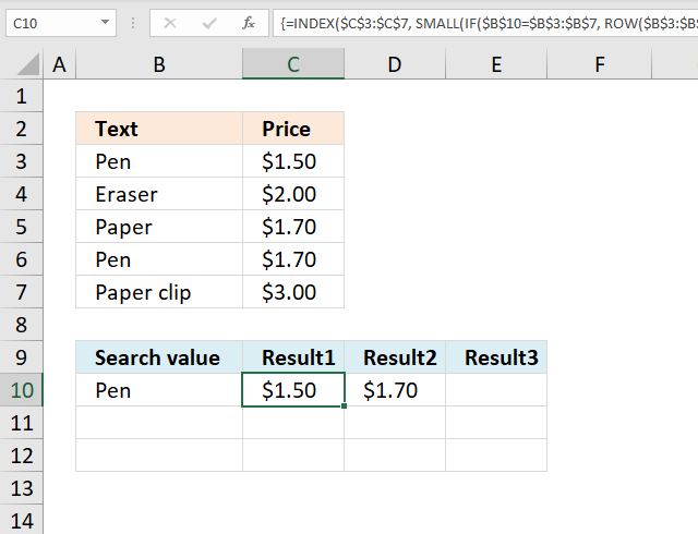 Return multiple values horizontally 1