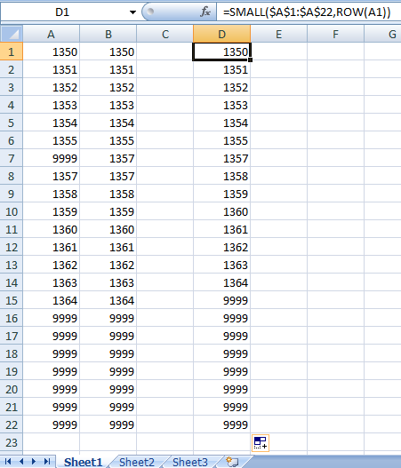 Sort numbers dynamically