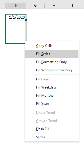 Autofill create a series of dates