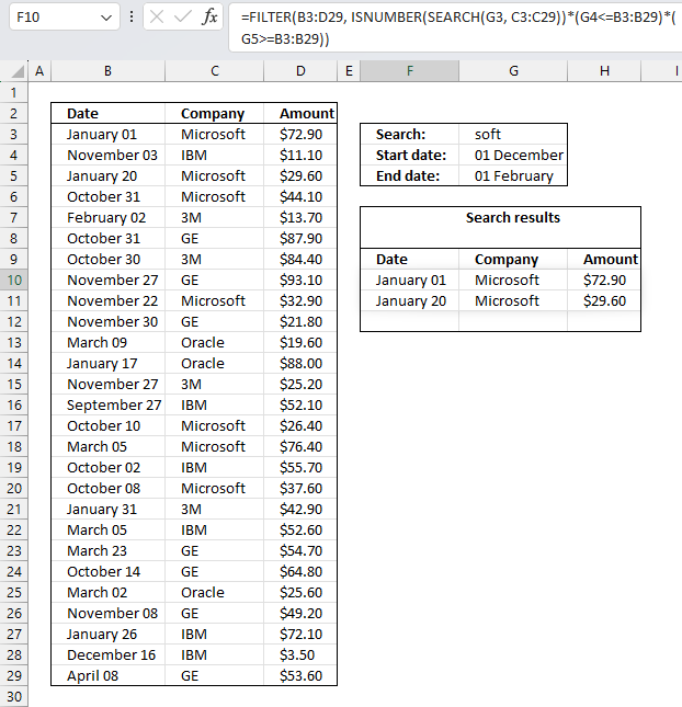 Filter records based on a date range and if a cell value contains a string2