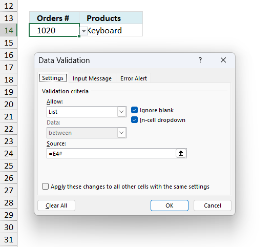 Create dependent drop down lists containing unique distinct values Excel 365v2