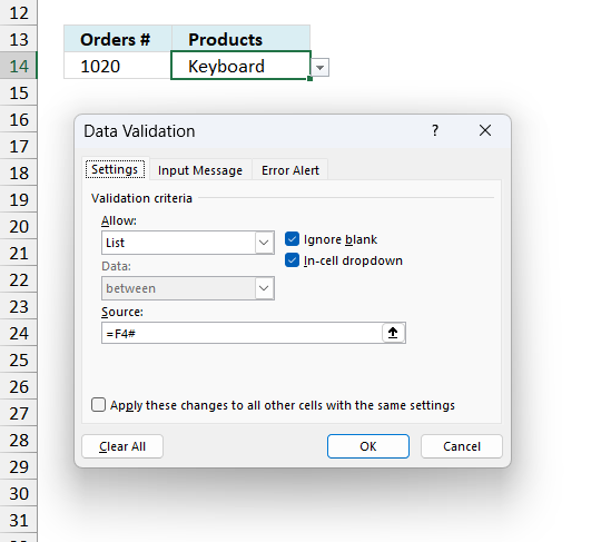 Create dependent drop down lists containing unique distinct values Excel 365v3