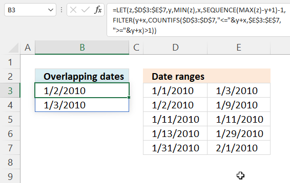 Filter overlapping dates from date ranges