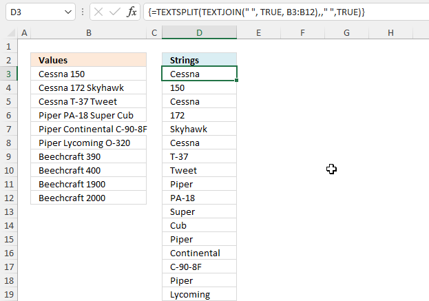 Extract strings from a cell range