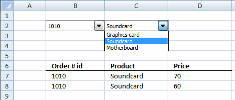 insert combo box excel