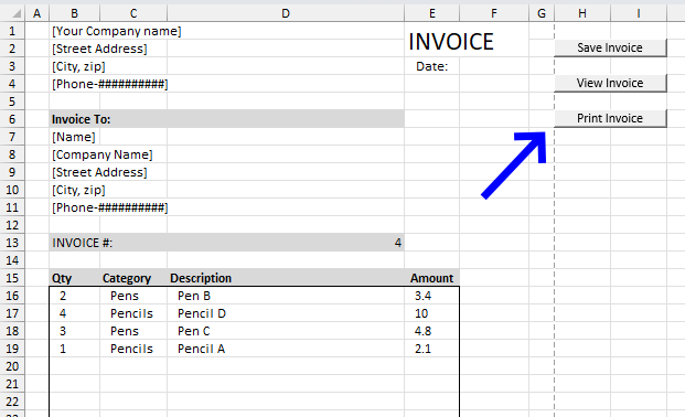 Create a print button aligned with cell