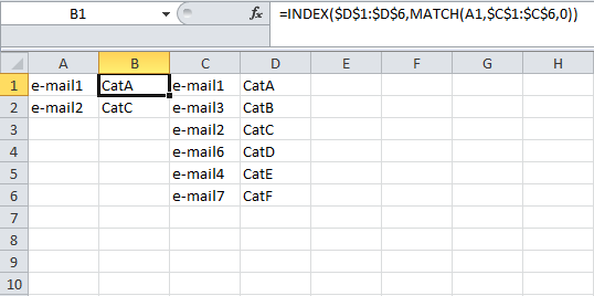 Find corresponding value in excel