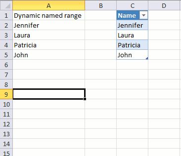 Concatenate a dynamic named range and an excel defined table