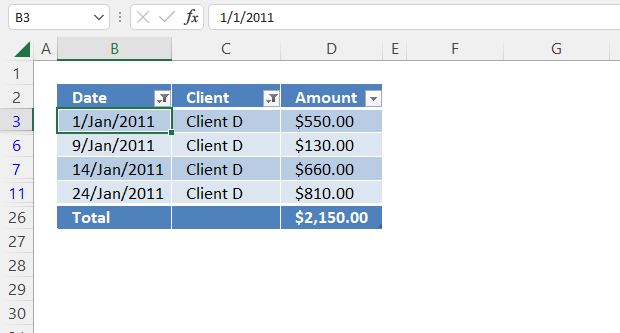 Running totals based on criteria Excel table how to filter5