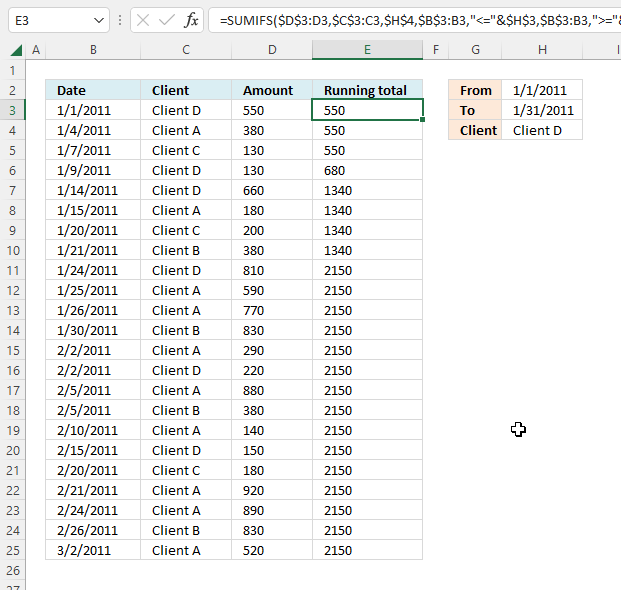 Running totals based on criteria only formula