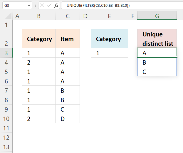 VLOOKUP Return multiple unique distinct values Excel 365