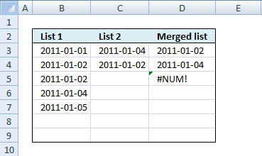 sort common dates from two columns