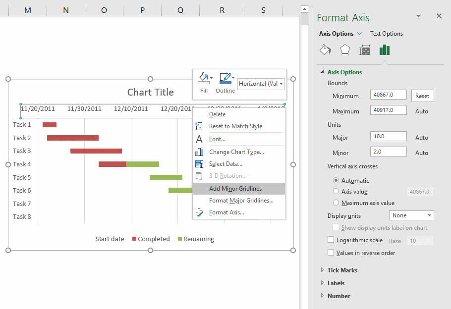 Gantt Chart Repeating Tasks Excel 2013