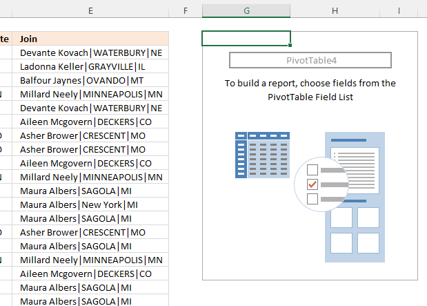 Count unique distinct records in a Pivot table insert pivot table1