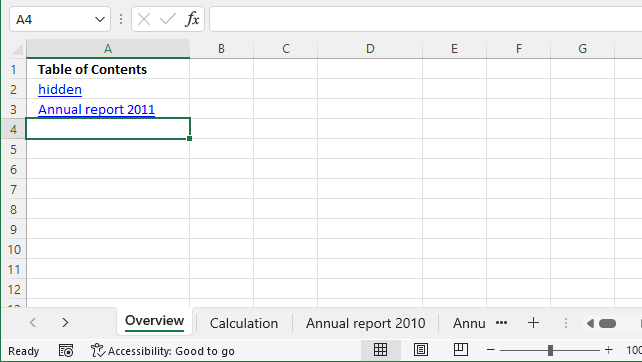 Create links to all hidden worksheets