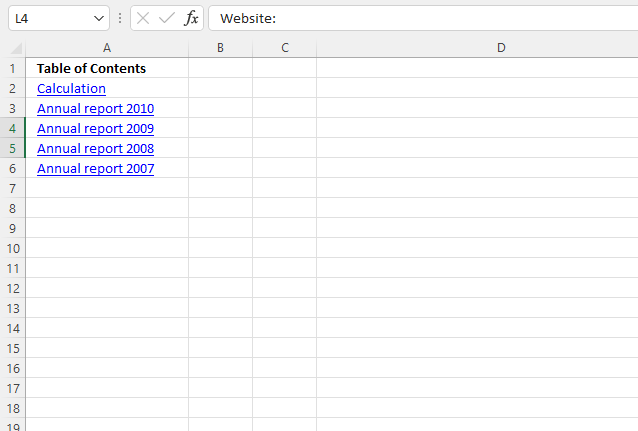 Create links to all visible worksheets programmatically