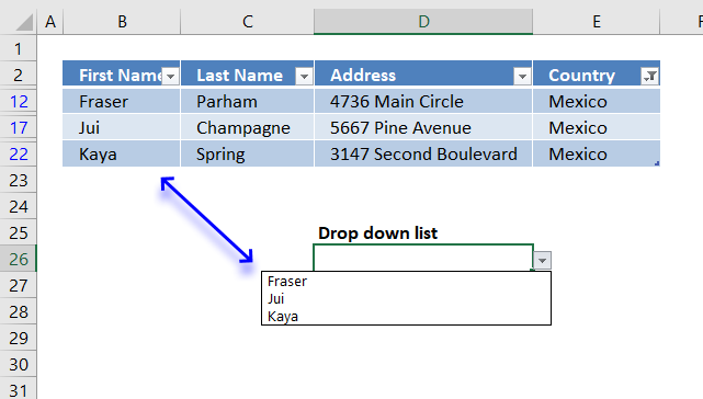 how to make a drop down list in excel that filters