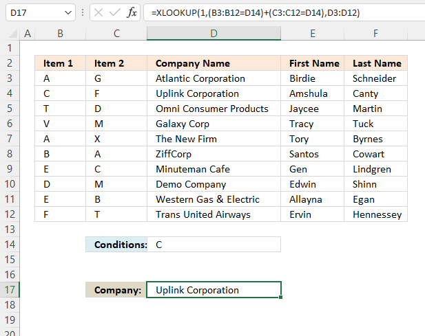 XLOOKUP across multiple columns