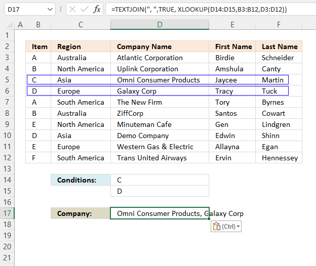 XLOOKUP concatenate