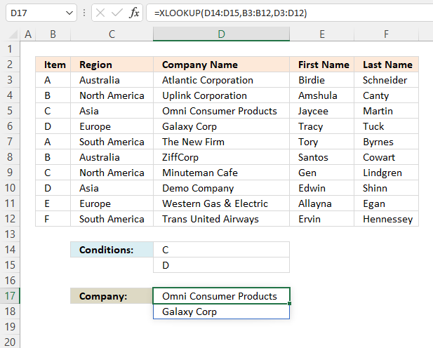 XLOOKUP multiple conditions