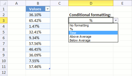 How to change cell formatting using a Drop Down list