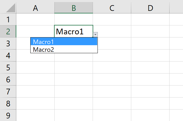 Run a macro from a drop down list