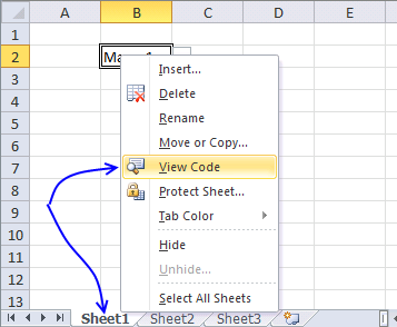 view excel sheet code