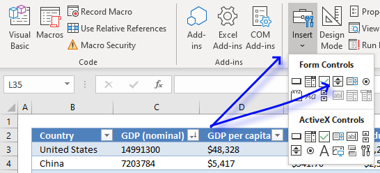 Highlight a column in a stacked column chart spin buttons1