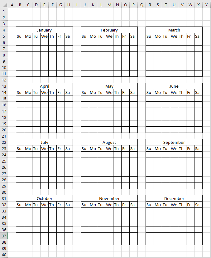 Highlight events in a yearly calendar all borders1