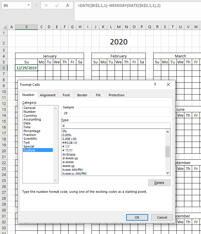 Highlight events in a yearly calendar format dates in calendar 1