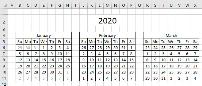 Highlight events in a yearly calendar hide dates CF formula format cells3