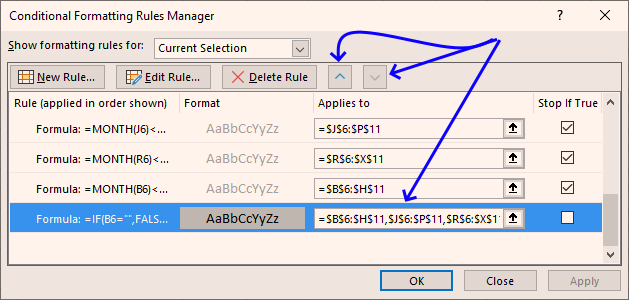 Highlight events in a yearly calendar highlight events order CF formulas