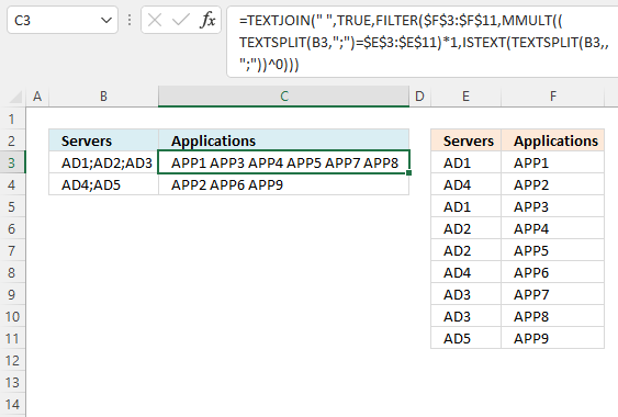 Lookup multiple values in one cell Excel 365